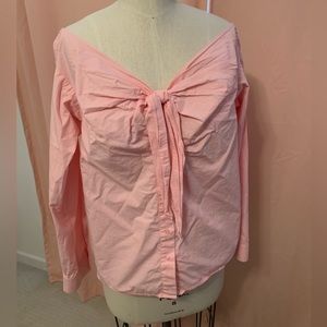 H&M pink off the shoulder button up long sleeve blouse. Size 8